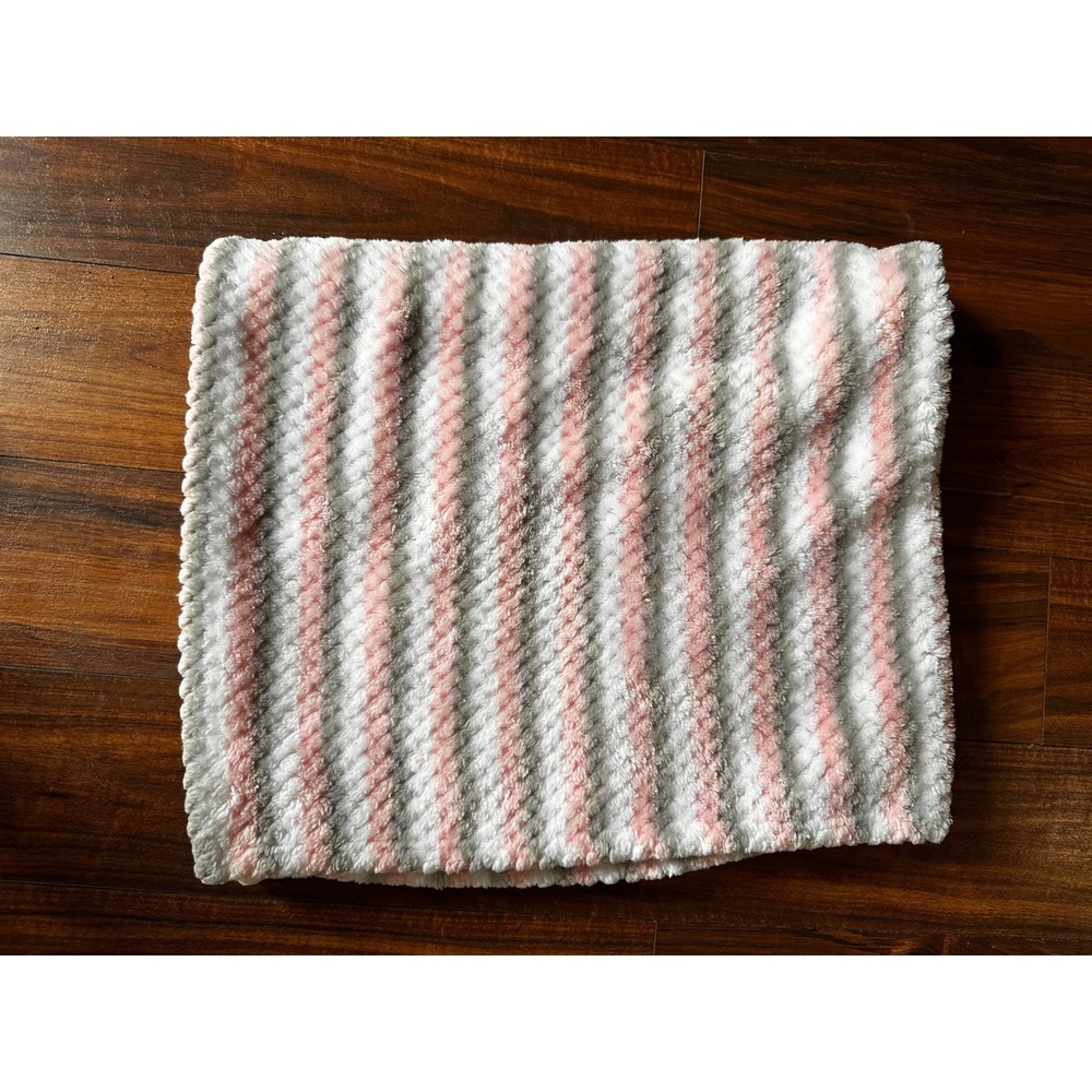 Gentle Steps 35"‎ x 30" Striped Pink Gray Baby Security Blanket Lovey RARE VTG.